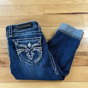 Rock Revival Morgan Capri Jeans Womens Sz 27 Low Rise Med Wash Cropped Denim